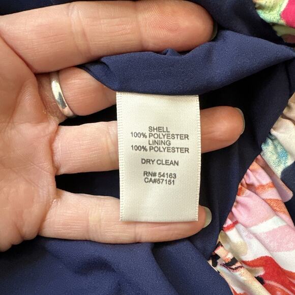 Eliza J Floral Strapless Midi Dress 4P high low ruffle petite wedding guest - Picture 10 of 13